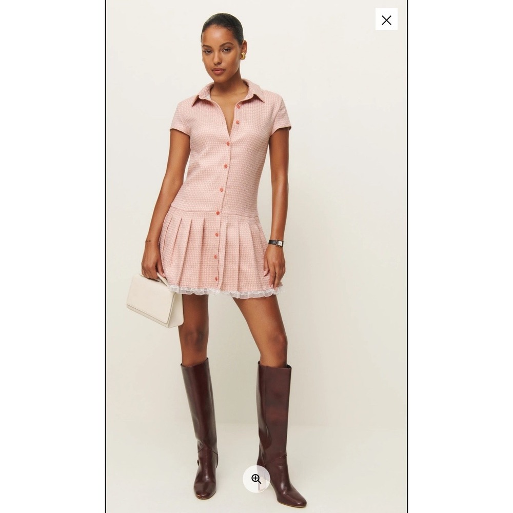 REFORMATION Effie Dress In Peach Check Size 10 Preppy